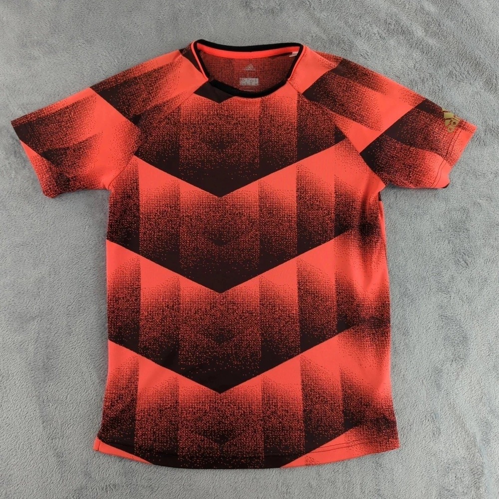 Adidas‎ Climalite T-Shirt Boys L Large Orange Black Soccer Training Athletic